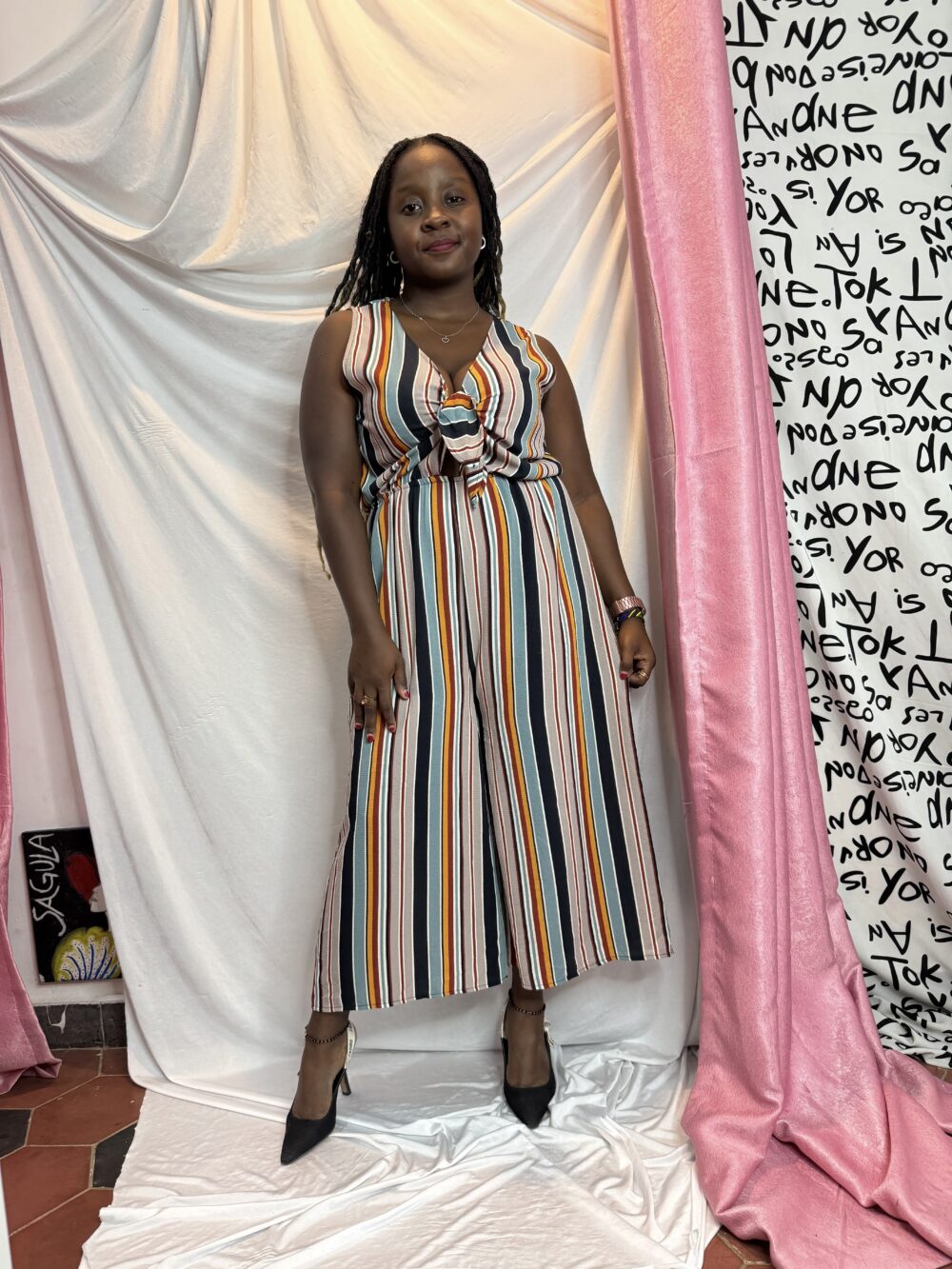 Colourful Stripe Tie Up Jumpsuit
