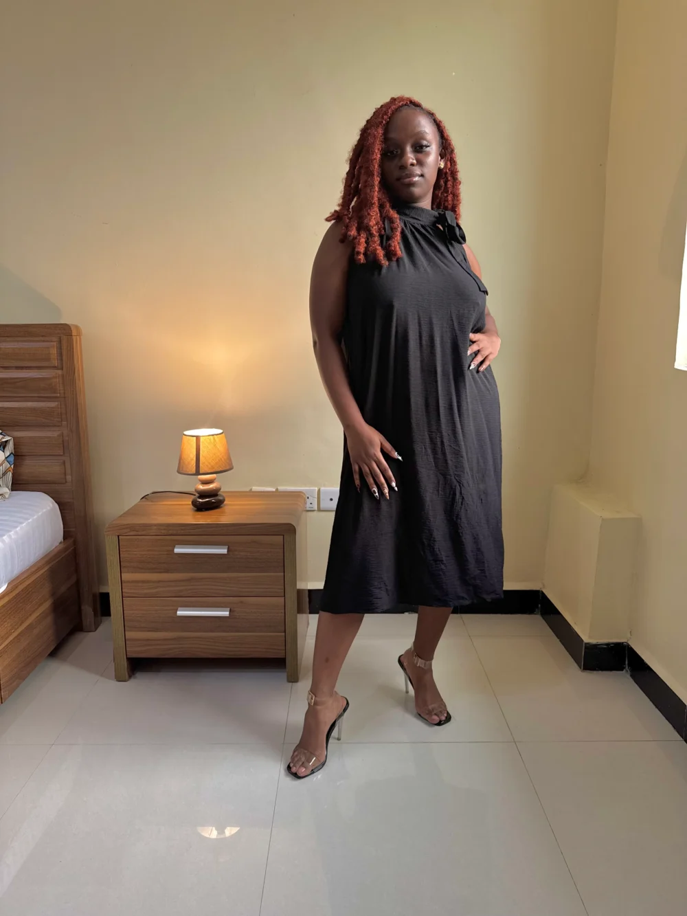 Neck Tie Midi Dress
