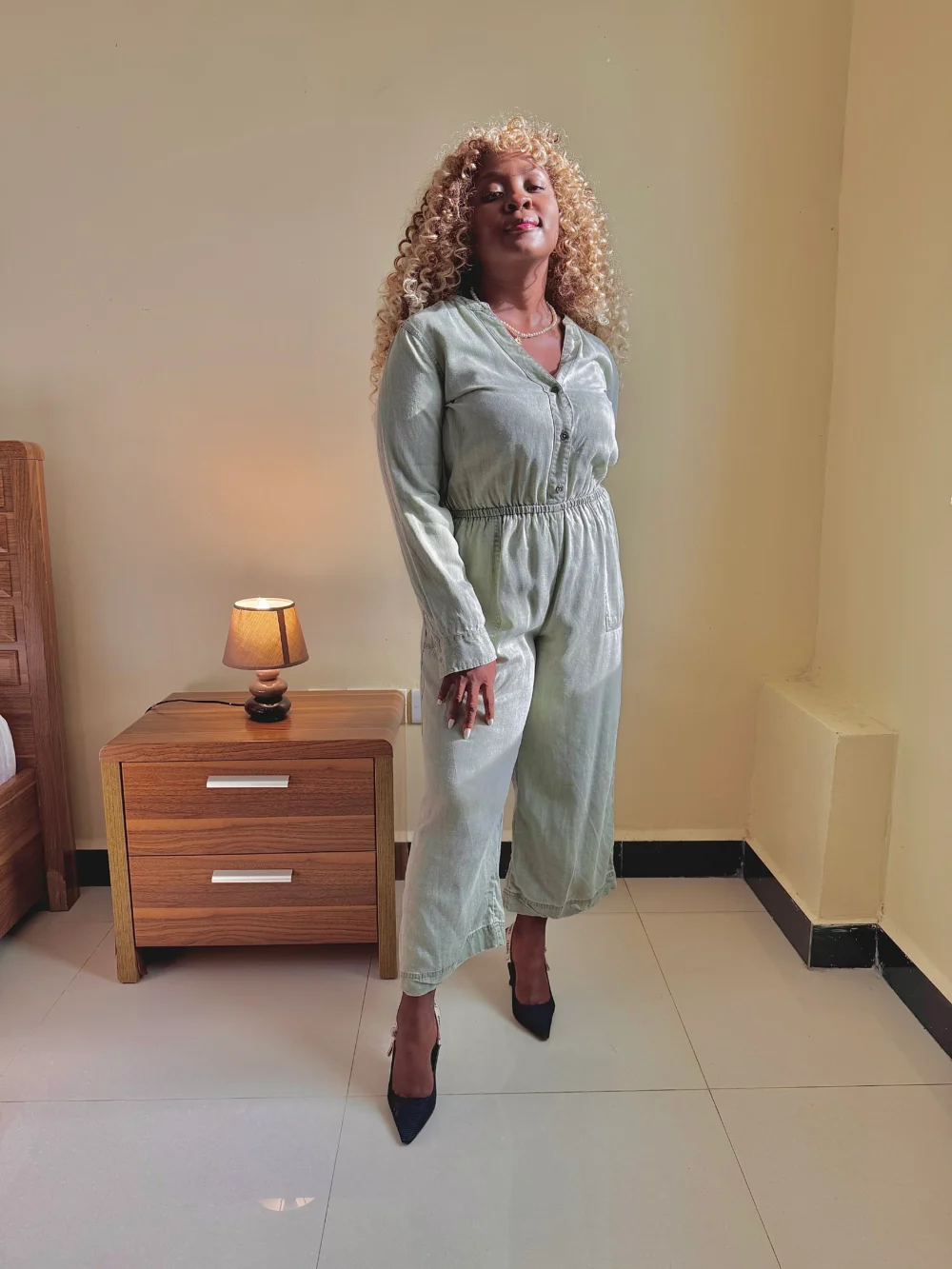 Button Front Pocket Jumpsuit