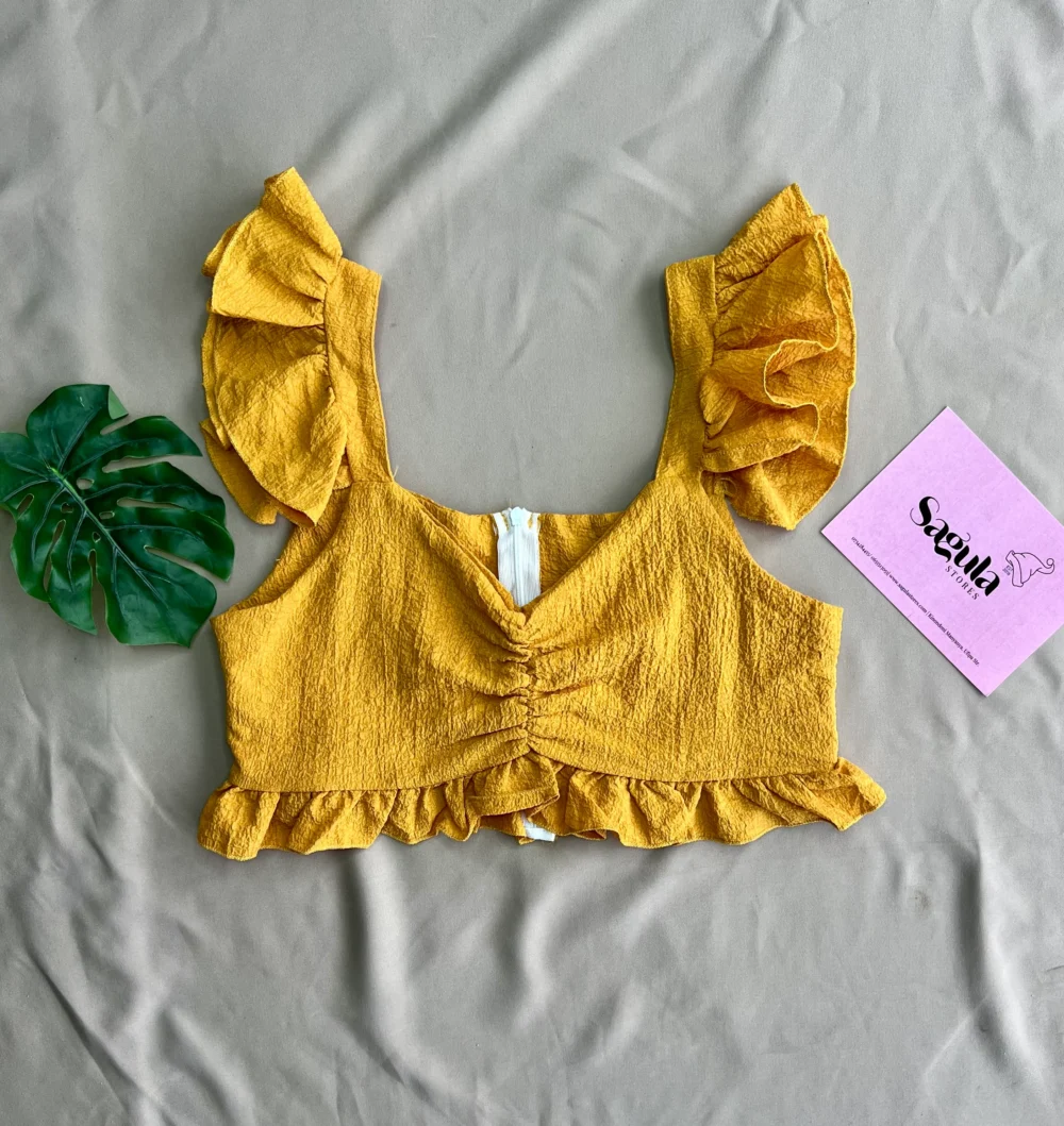 Yellow Shiny Summer Crop Top