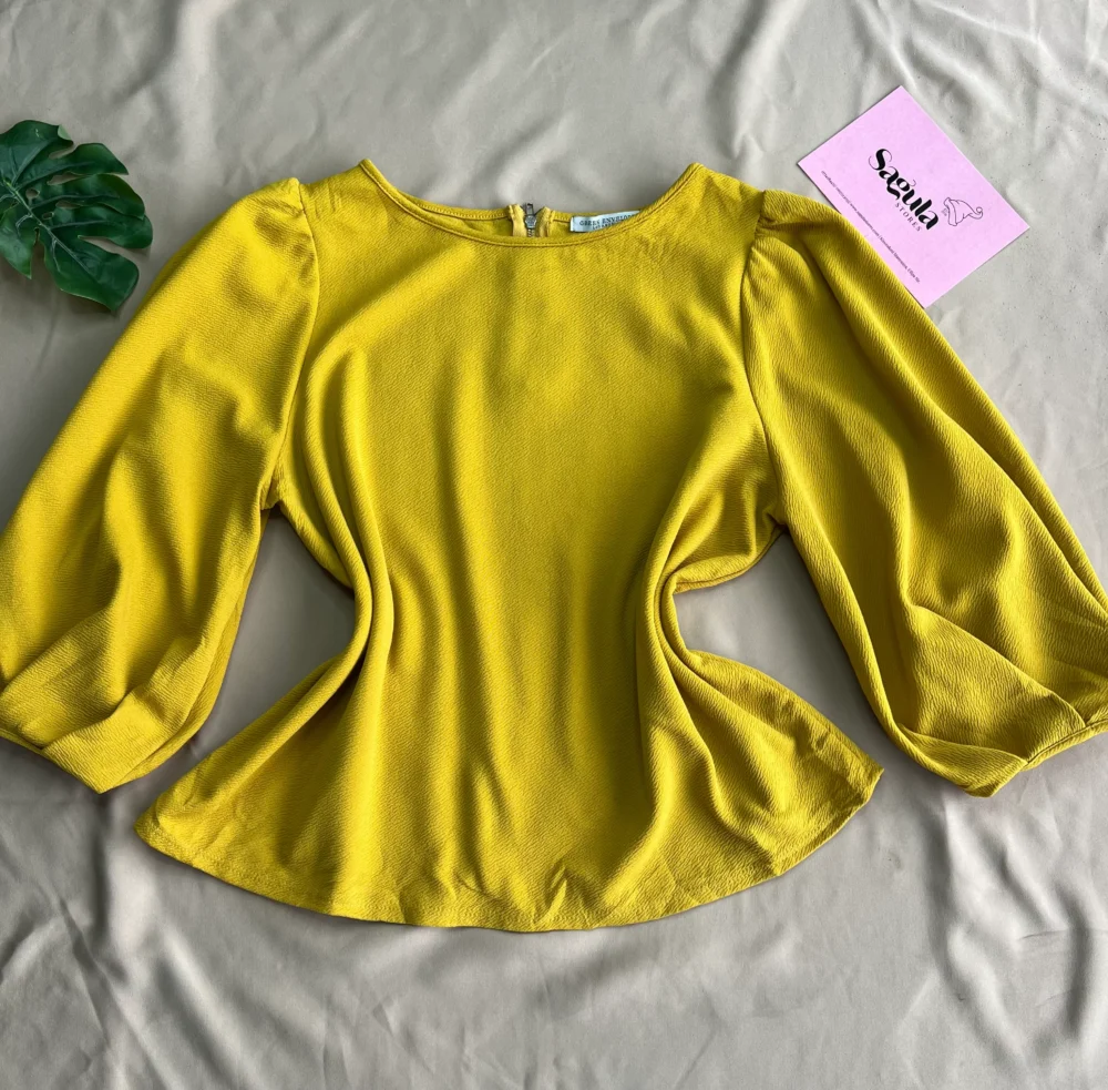 Yellow Puff Sleeve Blouse