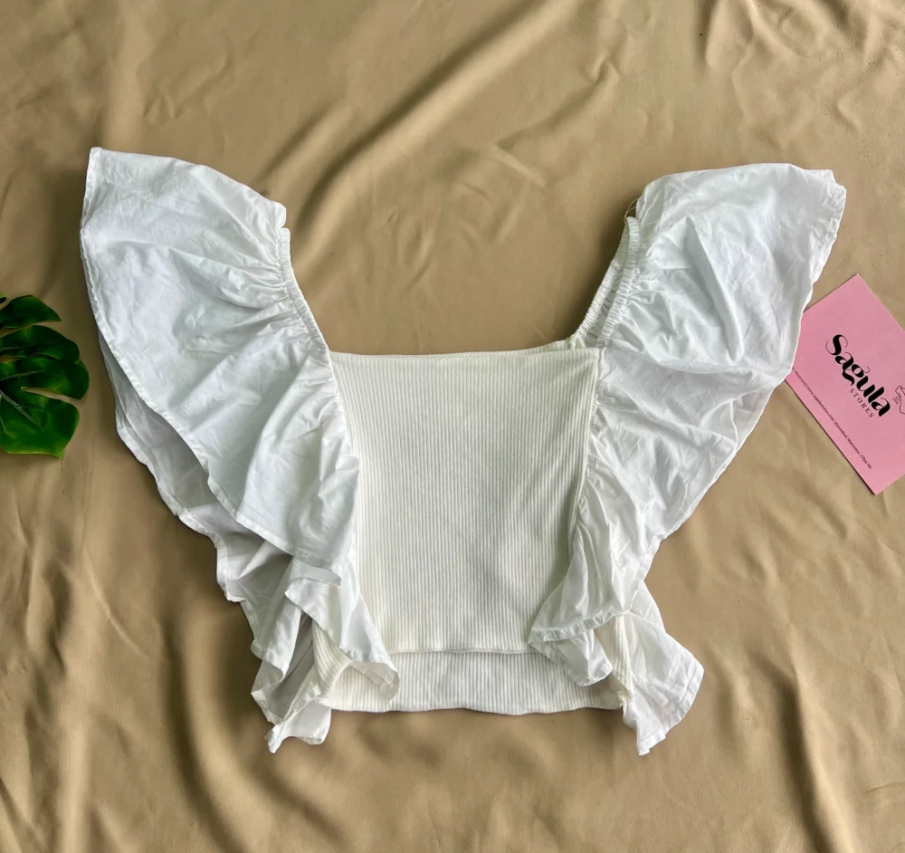 White Ribbed Crop Top
